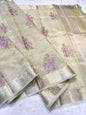 Pista Green Tissue Kota Designer Embroidery Premium Banarasi Saree