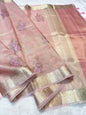 Pink Tissue Kota Designer Embroidery Premium Banarasi Saree