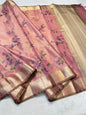 Pink Tissue Designer Embroidery Premium Banarasi Saree