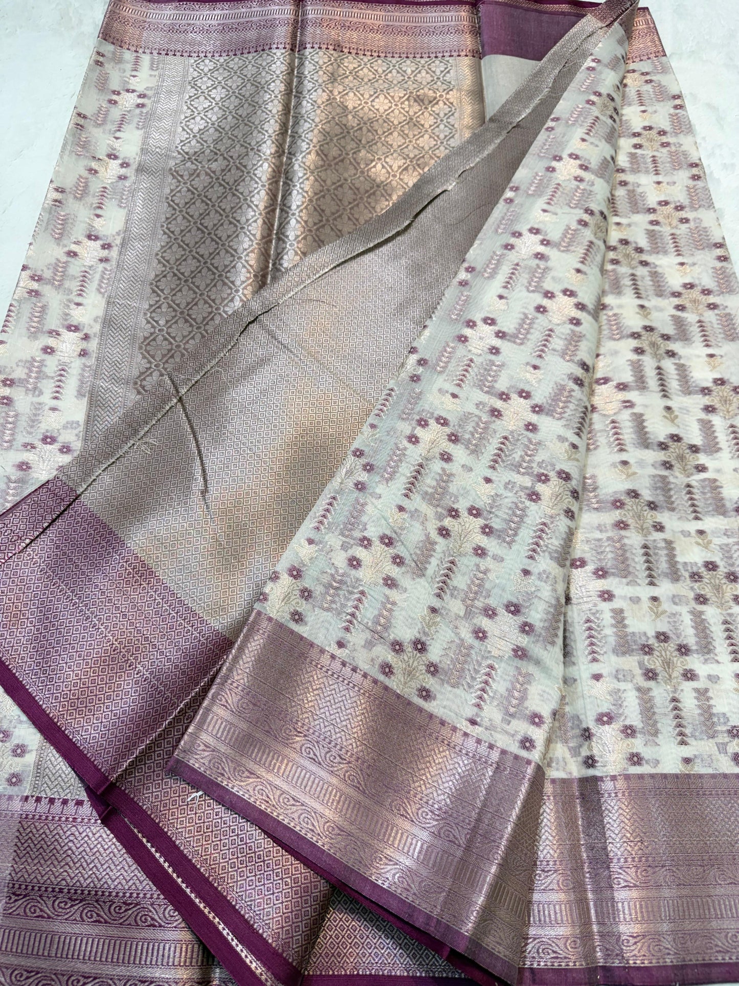 Magenta Cotton Mina Kari Banarasi Saree