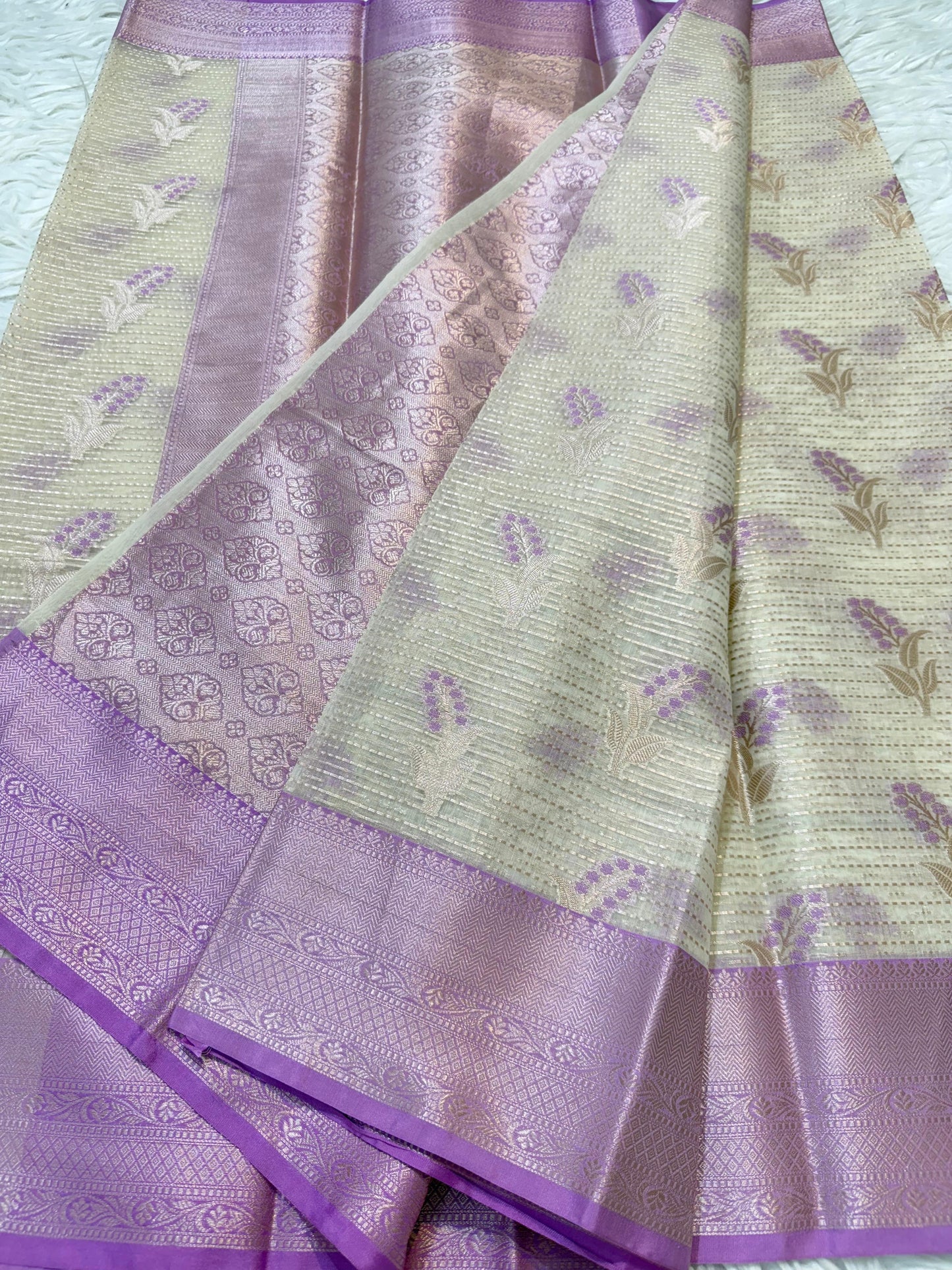 Lovender Cotton Mina Kari Banarasi Saree
