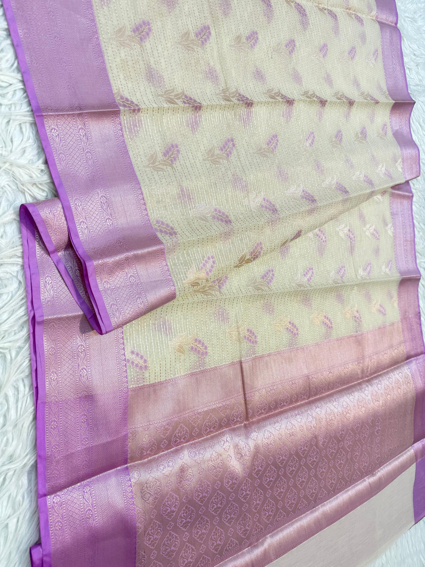 Lovender Cotton Mina Kari Banarasi Saree