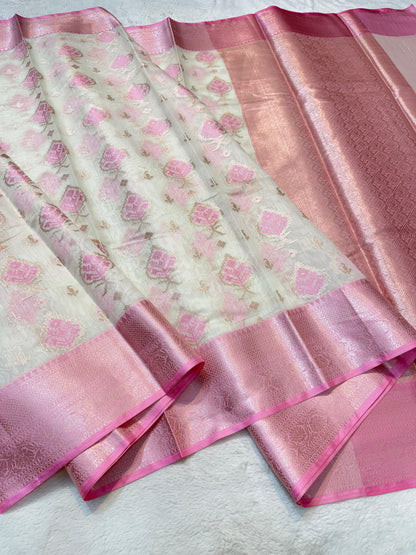 Pink Cotton Mina Kari Banarasi Saree