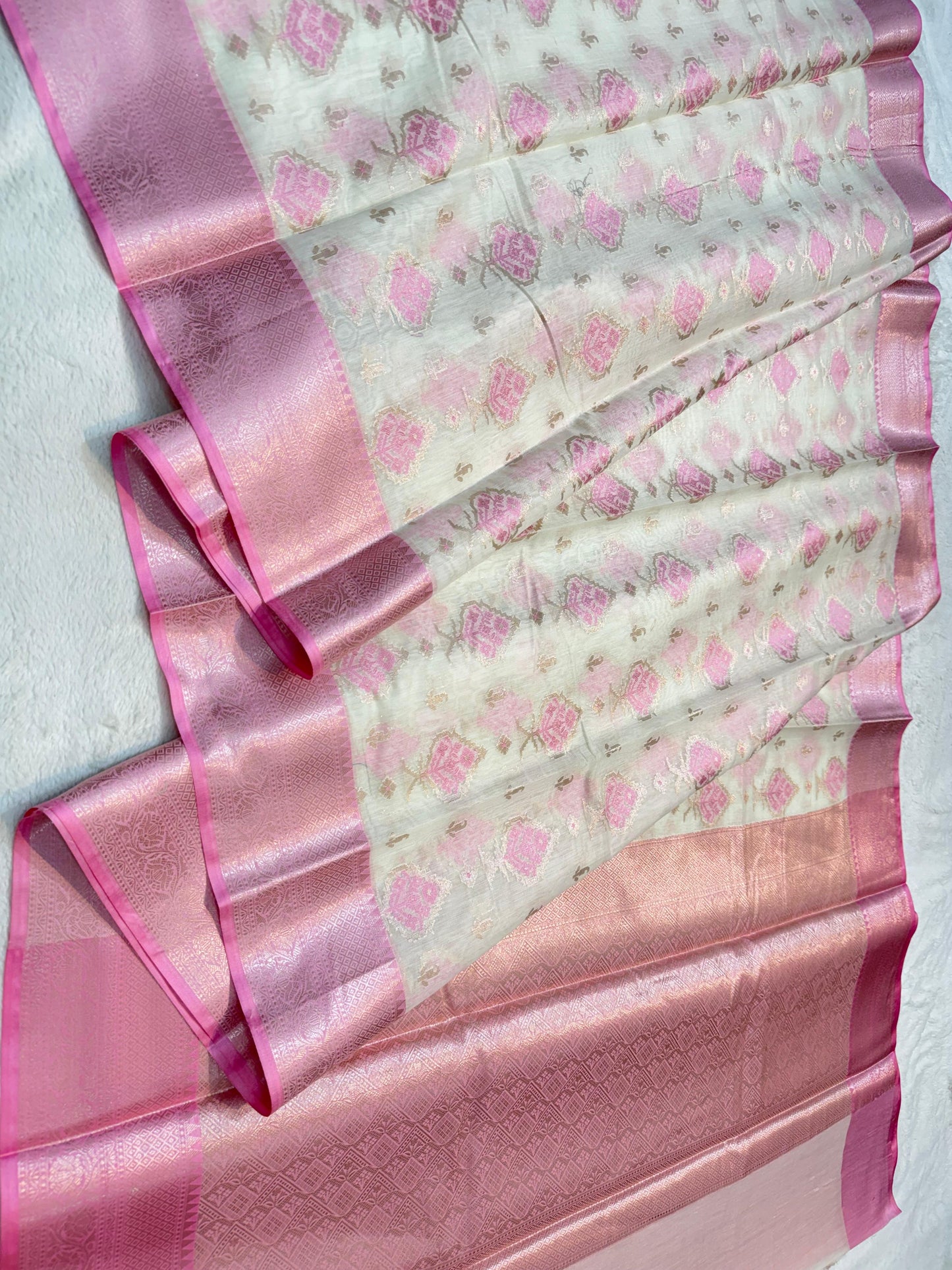 Pink Cotton Mina Kari Banarasi Saree