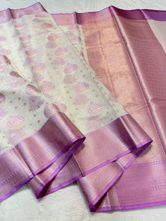 Lovender Cotton Mina Kari Banarasi Saree