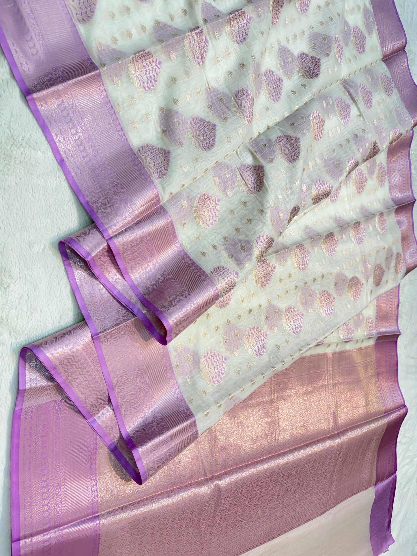 Lovender Cotton Mina Kari Banarasi Saree