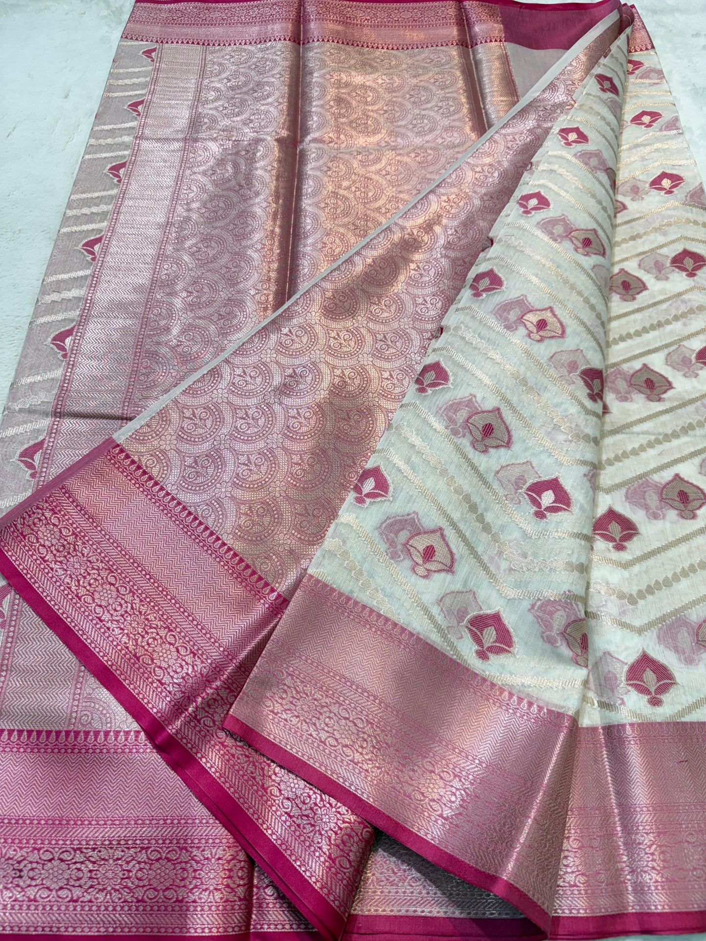 Rani Cotton Mina Kari Banarasi Saree