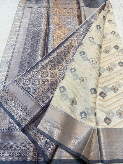 Black Cotton Mina Kari Banarasi Saree