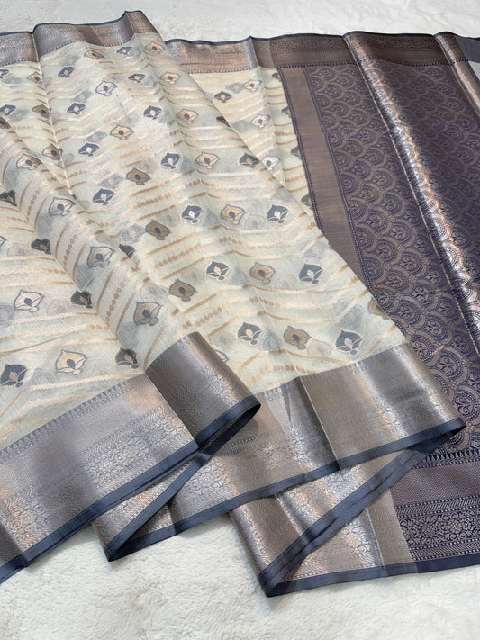 Black Cotton Mina Kari Banarasi Saree