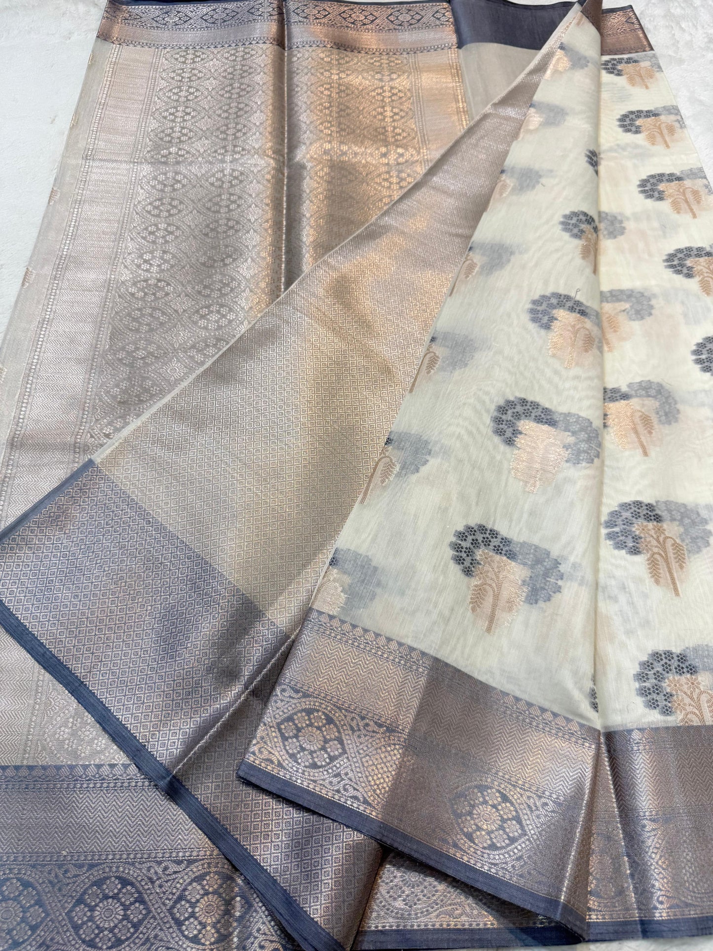 Black Cotton Mina Kari Banarasi Saree