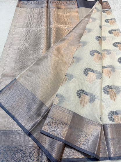 Black Cotton Mina Kari Banarasi Saree