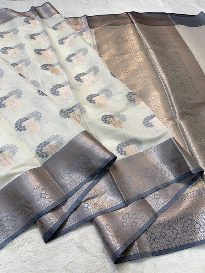 Black Cotton Mina Kari Banarasi Saree