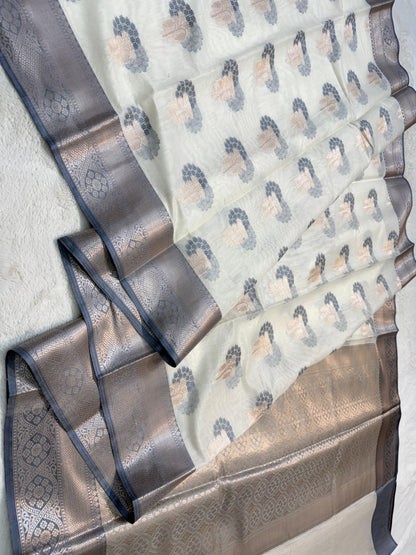 Black Cotton Mina Kari Banarasi Saree