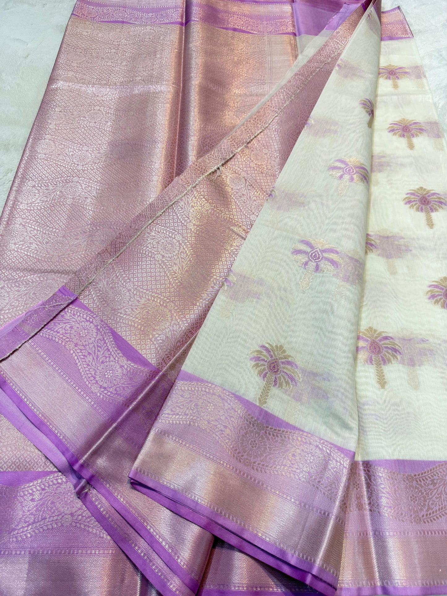Lovender Cotton Mina Kari Banarasi Saree