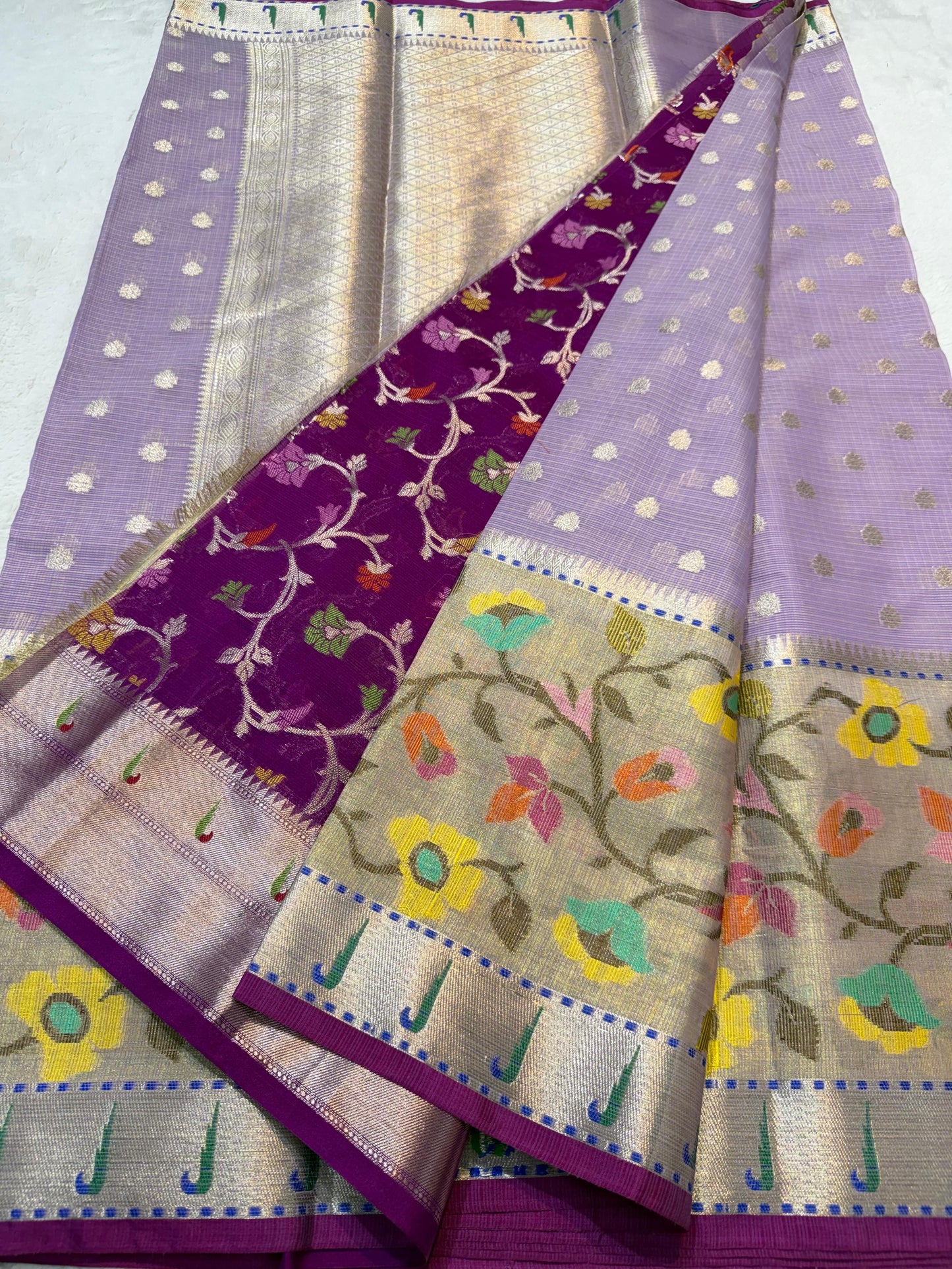 Lovender Cotton Kota Pathni Border Premium Banarasi Saree
