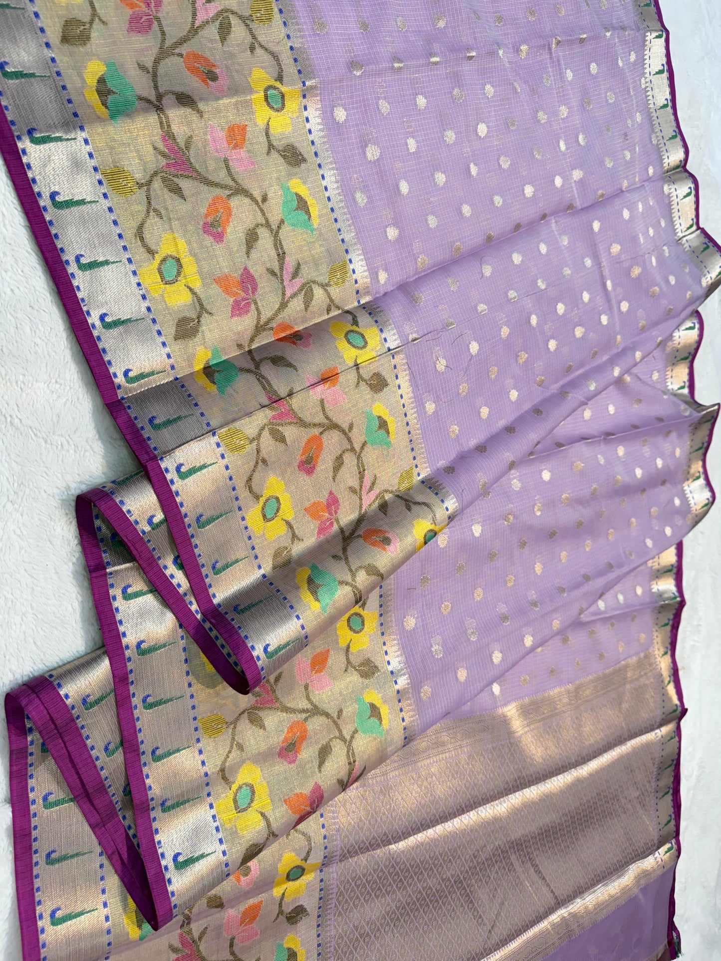 Lovender Cotton Kota Pathni Border Premium Banarasi Saree