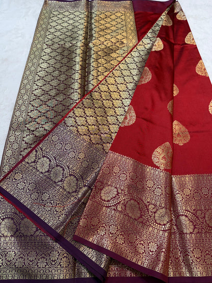 Red Banaras Soft Silk Saree
