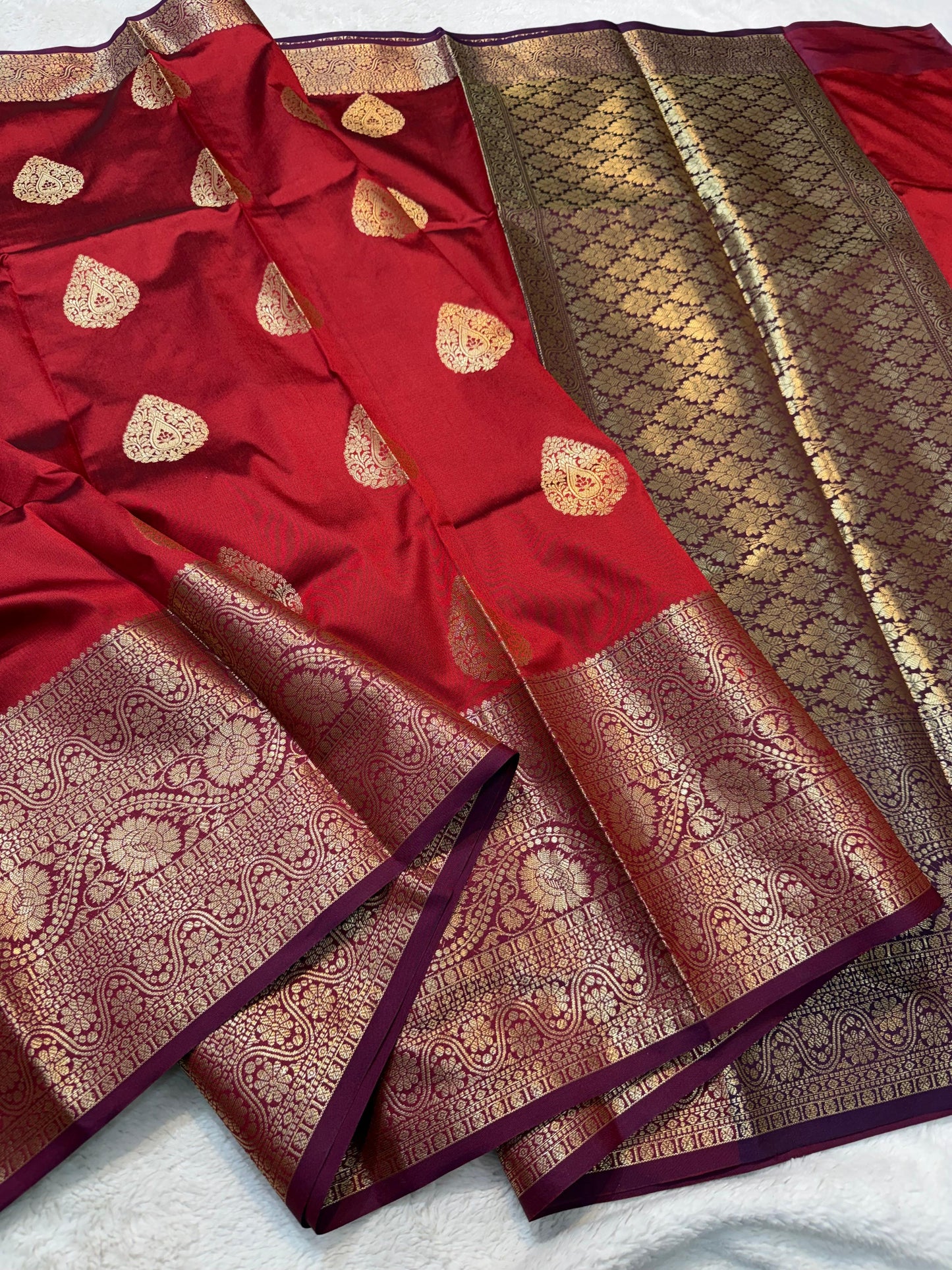 Red Banaras Soft Silk Saree