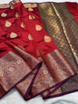 Red Banaras Soft Silk Saree