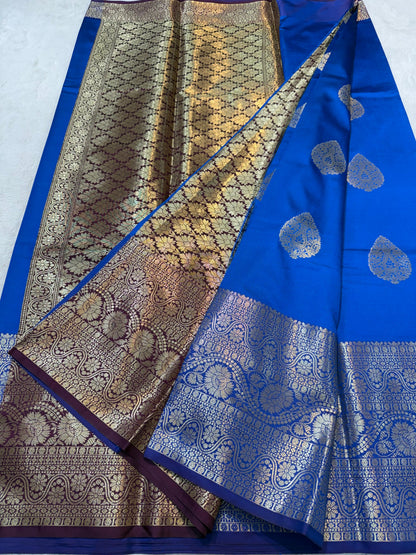Royal Blue Banaras Soft Silk Saree