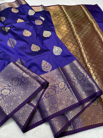 Blue Banaras Soft Silk Saree