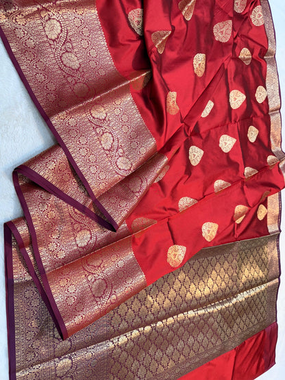 Red Banaras Soft Silk Saree