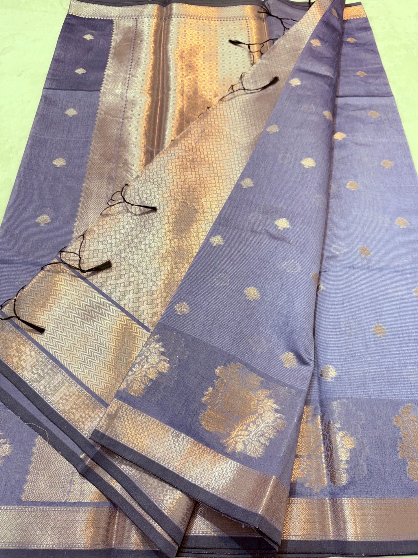 Gray Tusser Silk Banarasi Saree
