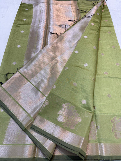 Green Tusser Silk Banarasi Saree
