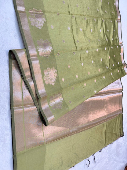 Green Tusser Silk Banarasi Saree