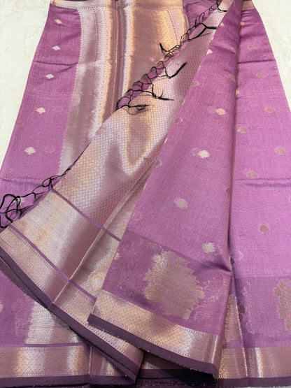 Magenta Tusser Silk Banarasi Saree