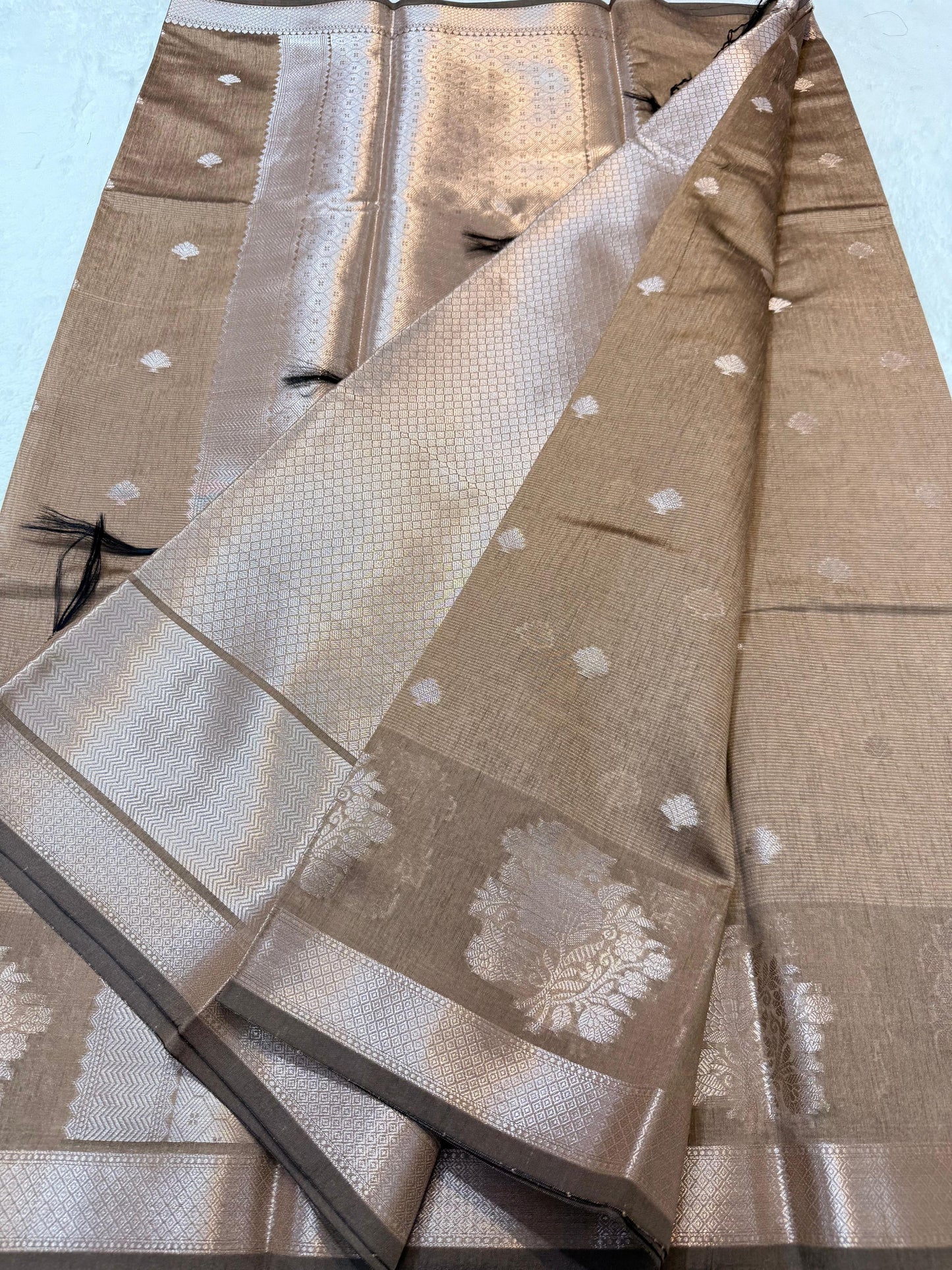 Chiku Tusser Silk Banarasi Saree