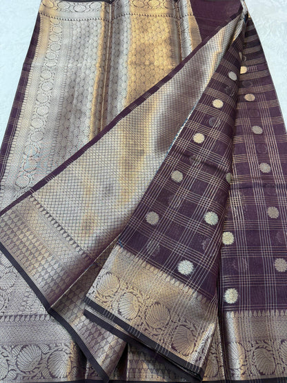 Magenta Tusser silk Banarasi Saree