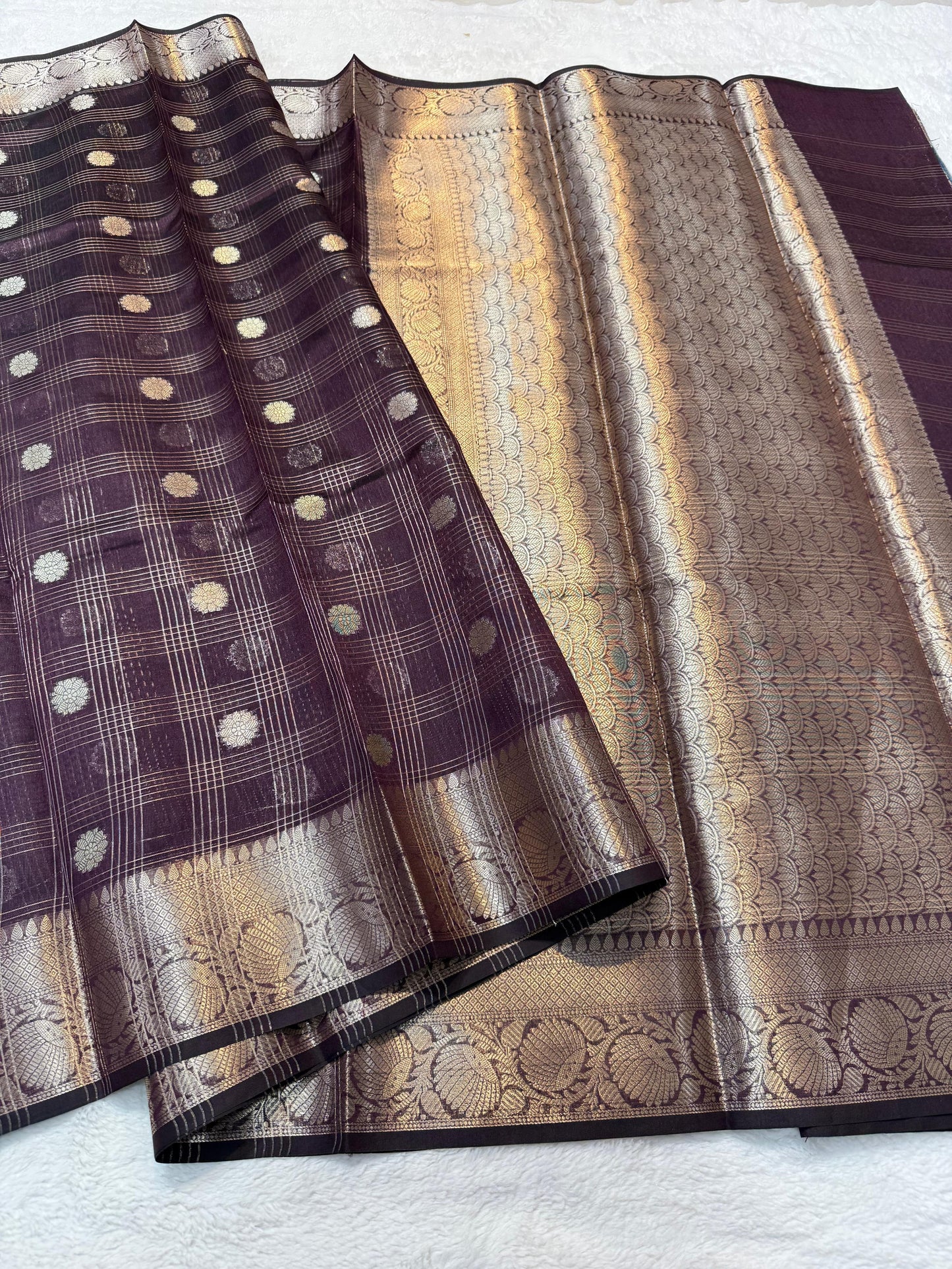 Magenta Tusser silk Banarasi Saree