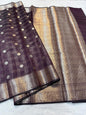 Magenta Tusser silk Banarasi Saree