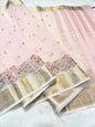 Pink Cotton Kota Designer Embroidery Premium Banarasi Saree
