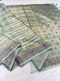 Sage Green Tissue Kota Designer Embroidery Premium Banarasi Saree