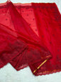 Red Kora Organza Designer Embroidery Premium Banarasi Saree