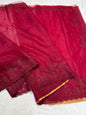 Maroon Kora Organza Designer Embroidery Premium Banarasi Saree