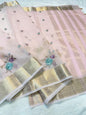 Pink Cotton Kota Designer Embroidery Premium Banarasi Saree