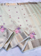 Pista Green Cotton Kota Designer Embroidery Premium Banarasi Saree