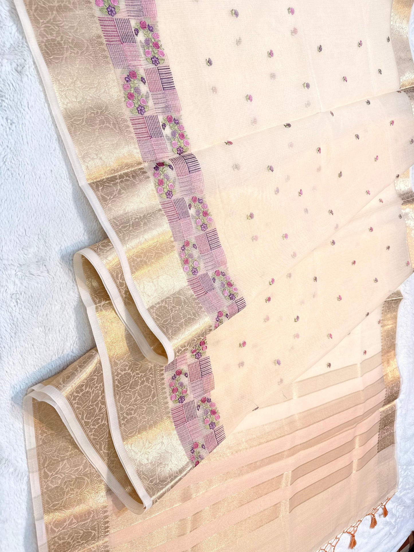Cotton Kota Designer Embroidery Premium Banarasi Saree