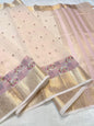 Peach Cotton Kota Designer Embroidery Premium Banarasi Saree