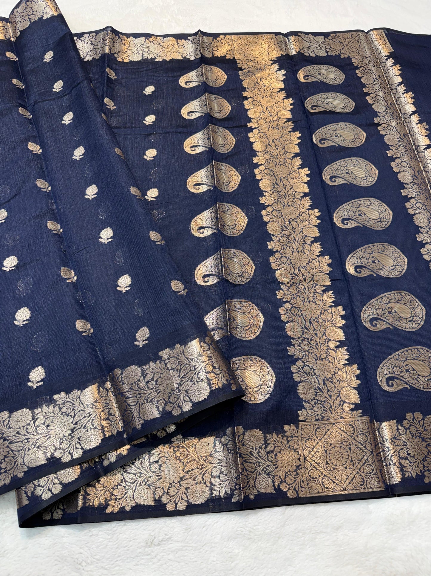 Balck Tusser Silk Banarasi Saree
