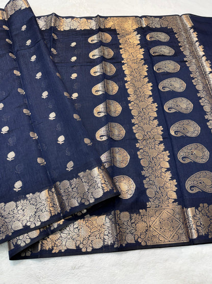 Balck Tusser Silk Banarasi Saree