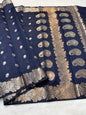 Balck Tusser Silk Banarasi Saree