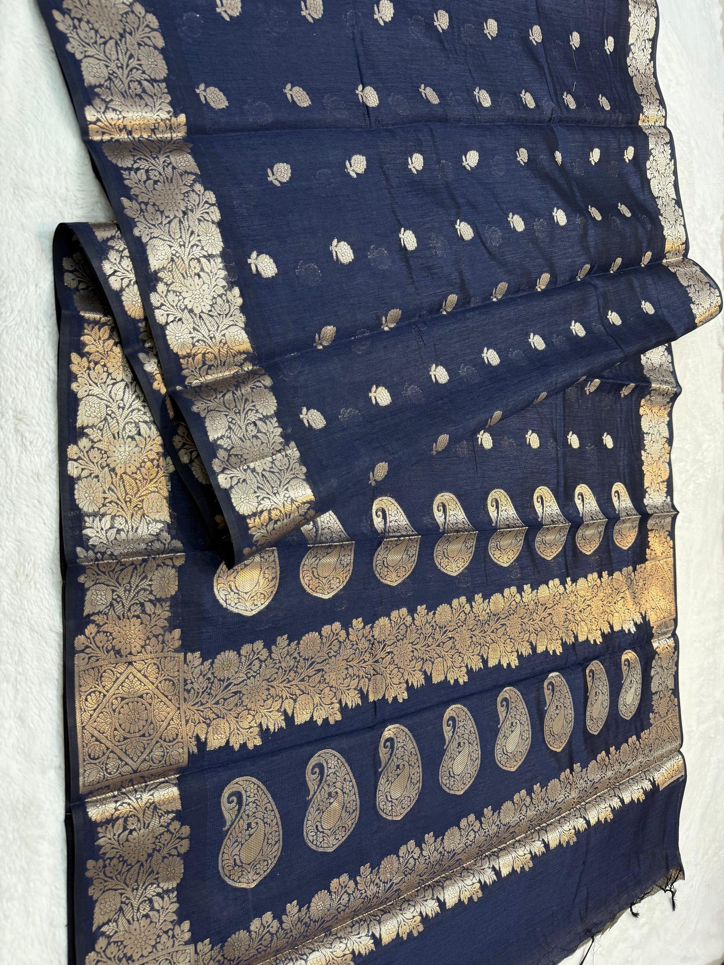 Balck Tusser Silk Banarasi Saree