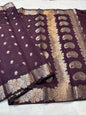Wine Tusser Silk Banarasi Saree