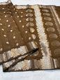 Mustard Tusser Silk Banarasi Saree