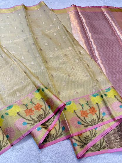 Gold Tissue Kota Pathni Border Premium Banarasi Saree