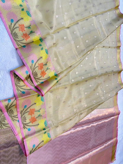 Gold Tissue Kota Pathni Border Premium Banarasi Saree